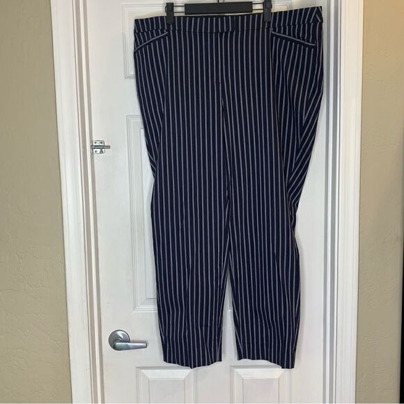 Lane Bryant The Madison Navy and White Stripe Ankle Pants Size 22 - Picture 4 of 11